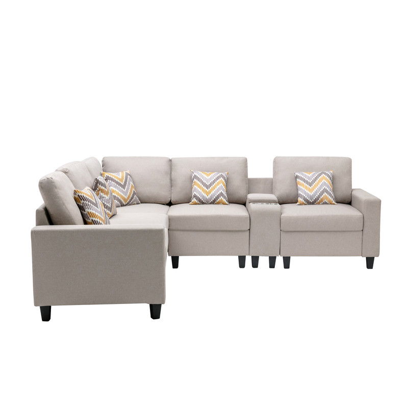 Nolan - Fabric 6 Piece Sectional Sofa With Pillows And Interchangeable Legs