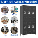 6 Door Lockers With Lock For Secure Storage - Black