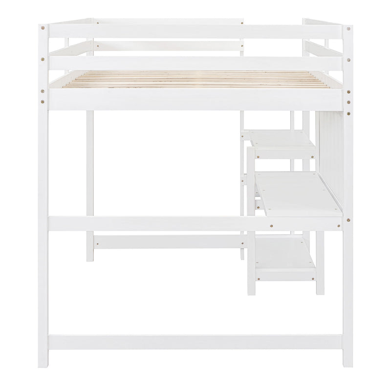 Loft Bed With Shelves, Desk And Writing Board