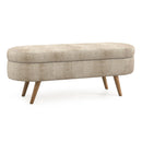 Modern Ottoman Oval Storage Bench With Rubber Wood Legs