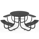 Round Outdoor Steel Picnic Table 46" With Umbrella Pole