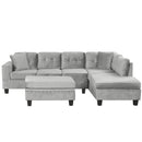 Modern Sectional Sofa With Storage Ottoman, L - Shape Couch With 2 Pillows And Cup Holders