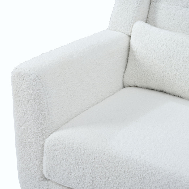 Modern Accent Chair, Chenille Arm Chairs For Living Room, Upholstered Mordern Armchair, Comfy Soft Padded Lounge Chair In Small Space, Bedroom, With Pillow, Solid Wood Leg