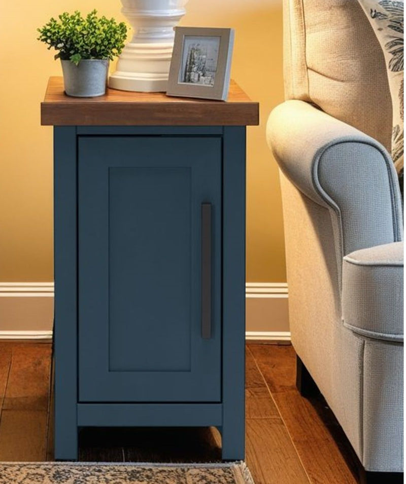 Nantucket - Chairside Table - Blue Denim, Whiskey