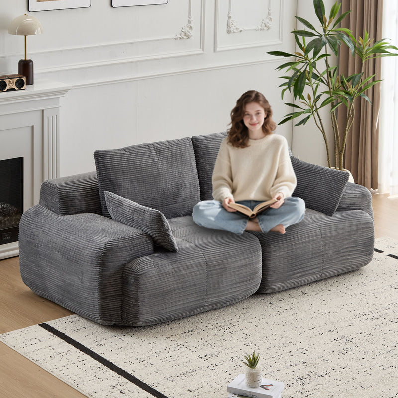 Compressed Sofa, 2 Seater Large Sectional Couches For Living Room - Gray