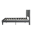 Upholstered Platform Bed Frame With Headboard, Wood Slat Support