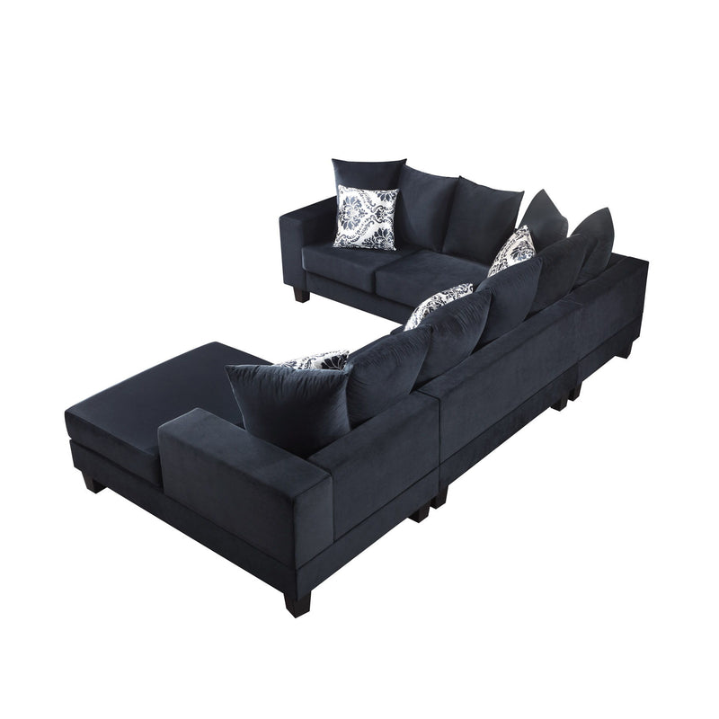 Modern U Shape Sectional Sofa, Velvet Corner Couch With Lots Of Pillows Included, Elegant And Functional Indoor Furniture For Living Room, Apartment, Office - Black