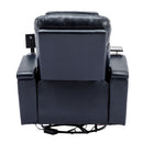 270° Power Swivel Recliner Home Theater Chair With Hidden Arm Storage, LED Light, Cup Holder, And Tray Table