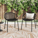 Stackable Outdoor Chairs With Breathable Plastic Backrest (Set of 2)