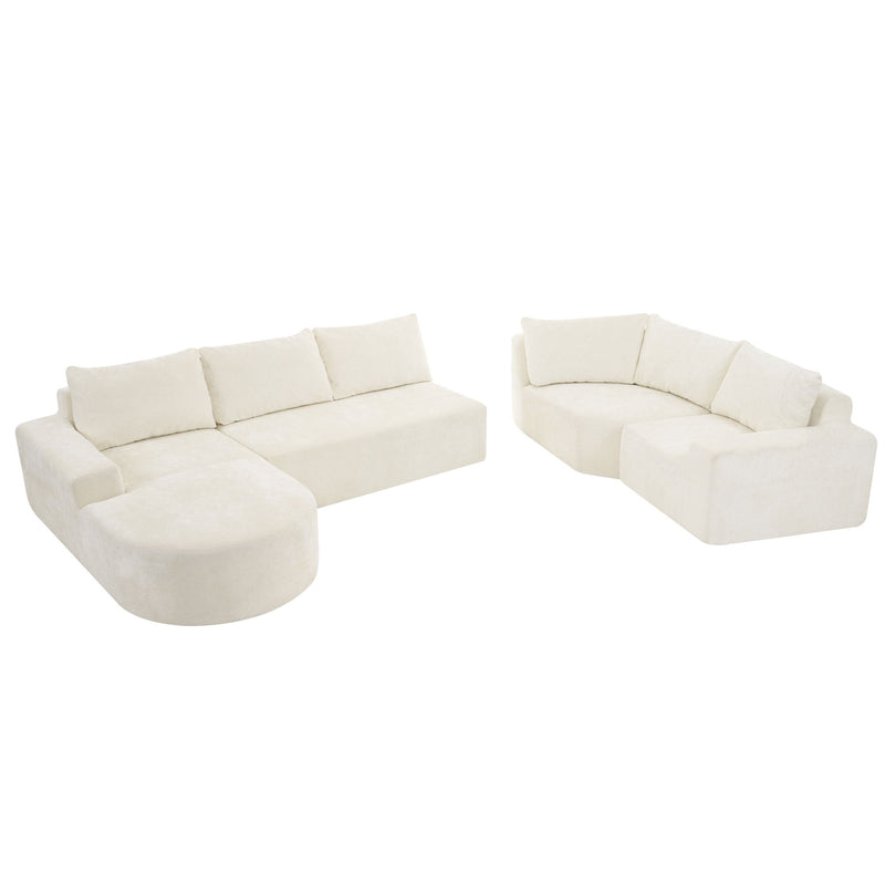 U-Shaped Oversized Modular Cloud Sectional Sofa With Deep Seat For Living Room
