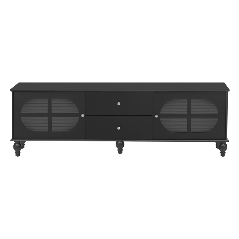 Modern TV Stand For TVs Up To 75" With Fluted Glass Doors