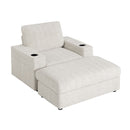 Oversized Chaise Lounge Indoor Rabbit Fur Sofa Bed With Storage Ottoman And Armrests Cup Holders With Deep Seat