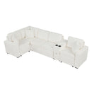 Contemporary L Shaped Convertible Sofa Bed With Pull Out Bed, Cup Holders, And Storage