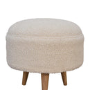 Boucle Rounded Footstool - Oak