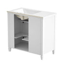 Modern Bathroom Vanity With Ceramic Sink, Freestanding, One Tip Out Drawer, 3 Side Drawers, Adjustable Shelf