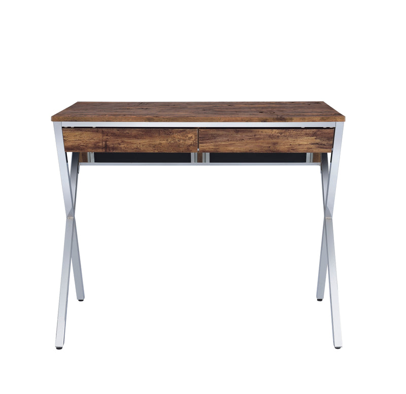 Callers - Weathered Writing Desk - Chrome / Oak