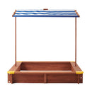 Kids Sandbox With Cover, Sand Box With Adjustable Canopy, Large Outdoor Cedar Sandpit For Backyard Play - Reddish Brown