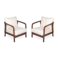Outdoor Lounge Chair With Woven Backrest, Solid Wood Frame, Comfortable Cushions