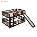 Low Bunk Bed With Slide, Fence And Ladder