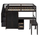 Loft Bed With Stairs, Bookshelf, Drawers, Desk & Wardrobe, Space Saving Multifunctional Furniture