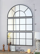 Large Arched Wall Mirror With 3 Separate Sections - Black