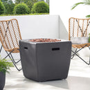 Outdoor Lightweight Concrete Square Fire Pit 40, 000 Btu With Built In Tank Storage - Dark Gray