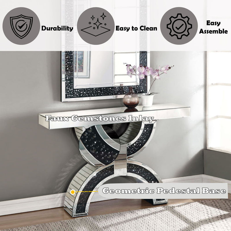 Noor - Accent Table - Mirrored & Faux Gemstones - 32" - Atlantic Fine Furniture Inc