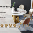 Round Stone Burning Table, Modern Marble Dining Table With Chairs