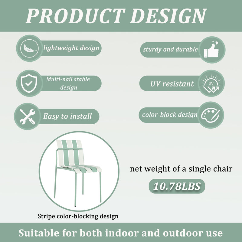 4 Piece Set Of Modern Color Block Designed Single Chairs With Folding Square Table