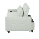 Pull-Out 2 Seat Modern Sleeper Sofa With 2 Throw Pillows And USB Ports