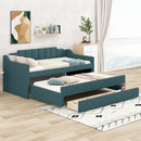 Upholstered Simple Design Daybed With Trundle And 3 Drawers