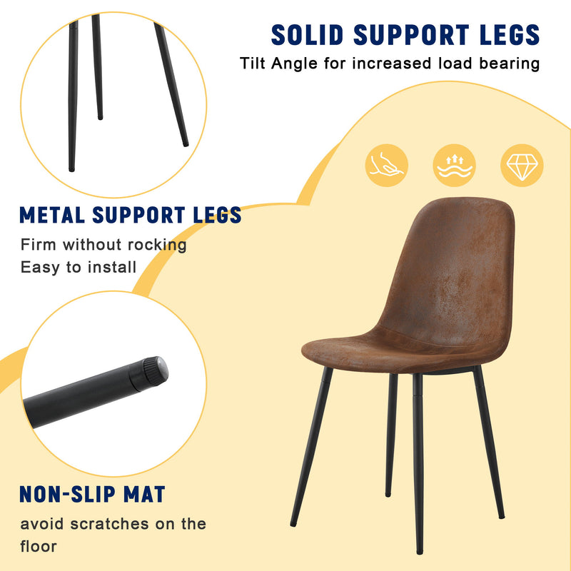 Suede Backrest Chairs With Metal Legs & Herringbone Dining Table Set