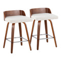 Maya - Mid Century Modern Fixed Height Counter Stool & Swivel With Square Footrest (Set of 2)