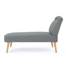 Fabric Chaise Lounge With Rubberwood Frame - Slate