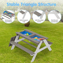 3-In-1 Kids Outdoor Wooden Picnic Table With Umbrella, Convertible Sand & Water, ASTM & CPSIA Certification
