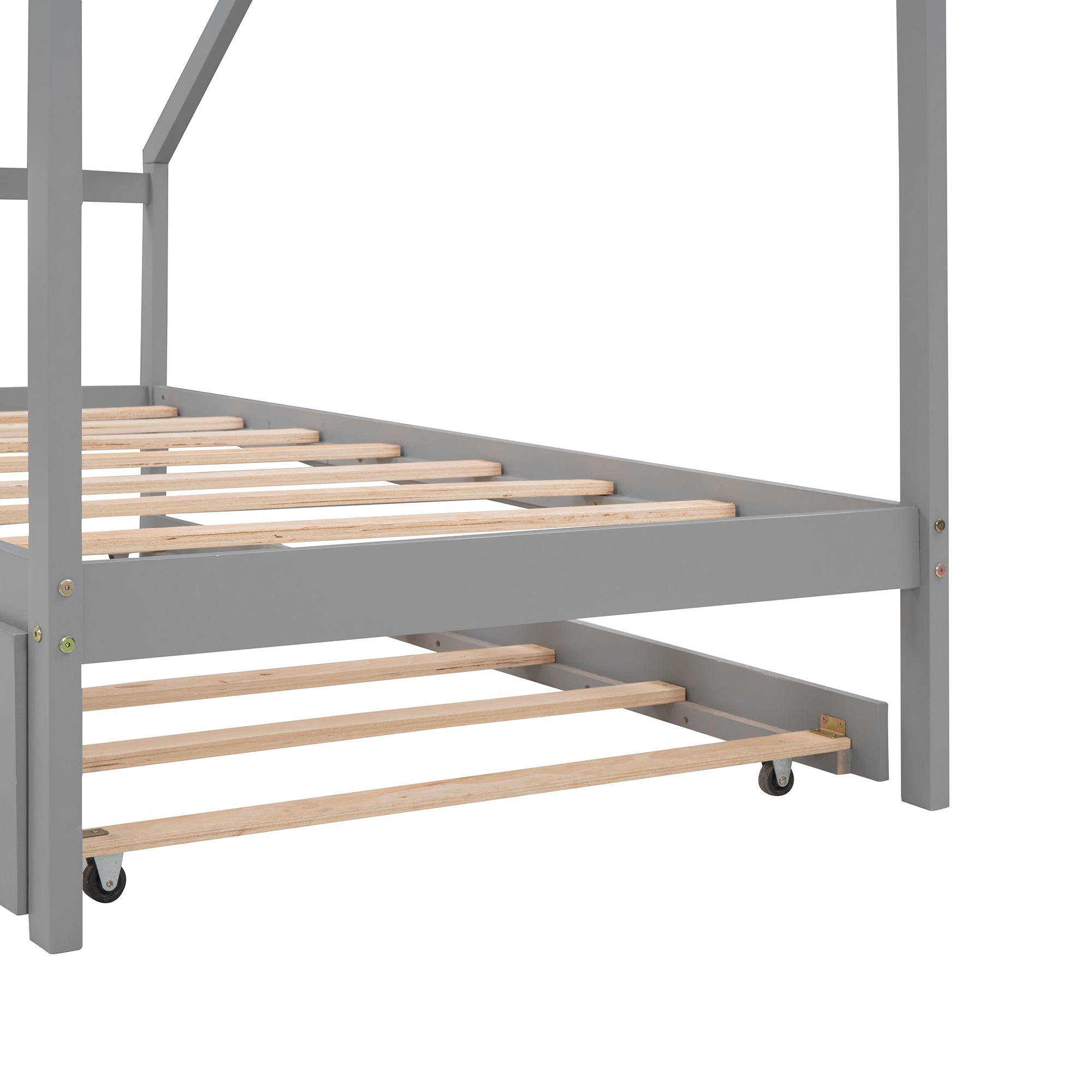 Twin Size Wooden House Bed With Twin Size Trundle, Gray - Atlantic Fine Furniture Melbourne FL