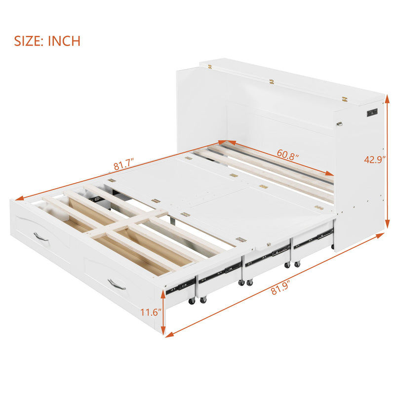 Murphy Bed With Drawer And A Set Of Sockets & USB Ports, Pulley Structure Design
