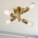 Ephemeral - 4 Lights Semi Flush Mount Retro Hallway Kitchen Bedroom Living Room Ceiling Pendant - Antique Brass / Clear / Gold