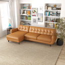 Allison - Mid-Century Modern Leather Sectional Sofa Chaise