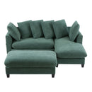 Upholstered L Shaped Sectional Sofa With Storage, Movable Ottoman, And 6 Throw Pillows
