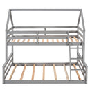 Twin over Full House Bunk Bed with Built-in Ladder,Gray