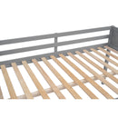 Full Size Wood Loft Bed with Ladder, ladder can be placed on the left or right, Gray