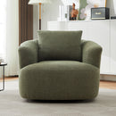 360° Swivel Barrel Sofa Chair With Throw Pillow, Chenille Upholstered Accent Chair