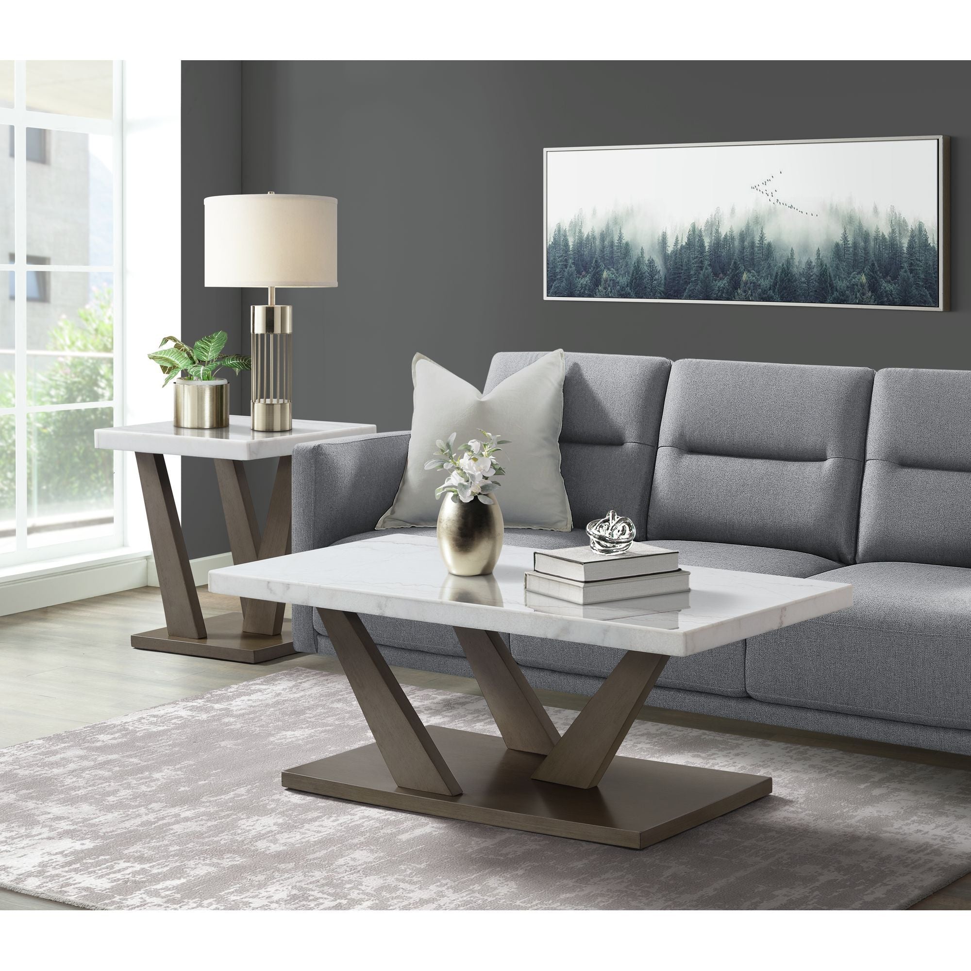 Greta - 2 Piece Occasional Table Set (Coffee Table And End Table) - Gray
