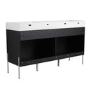 Freestanding Bathroom Vanity With Resin Sink And Storage Cabinet