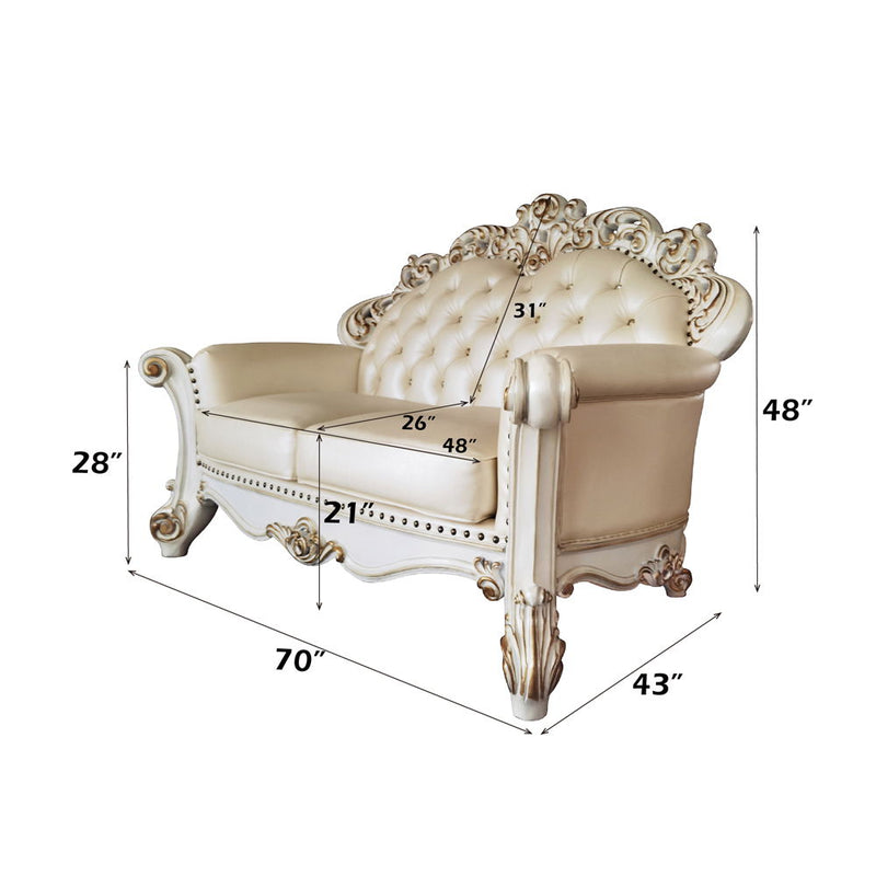 Vendom - Loveseat - Champagne PU & Antique Pearl Finsih