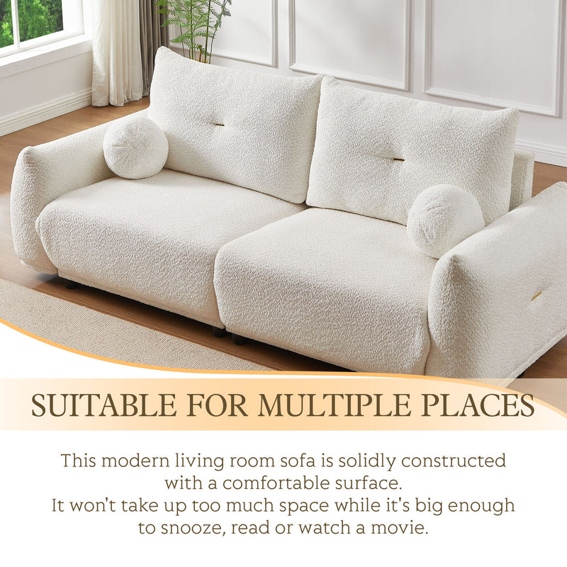2 Seater Cushion Sofa With 2 Cushions And 2 Ball Pillows