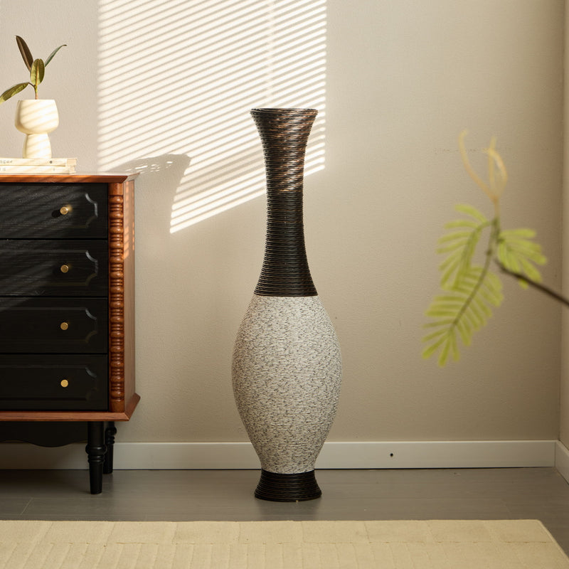 Tall Designer Floor Vase With Elegant 2 Tone