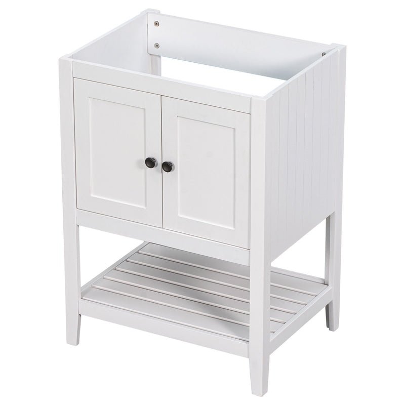 Bathroom Vanity Base Only, Soild Wood Frame, Bathroom Storage Cabinet With Doors And Open Shelf