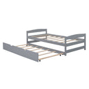 Twin Size Platform Bed with Twin Size Trundle, Gray